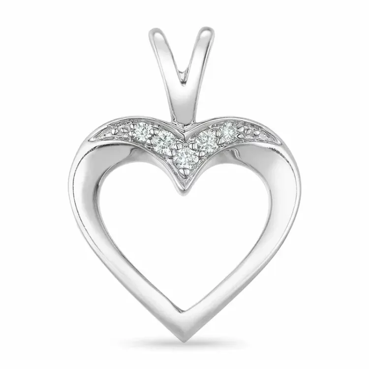 hjerte diamant vedhæng i 9 karat hvidguld 0,05 ct