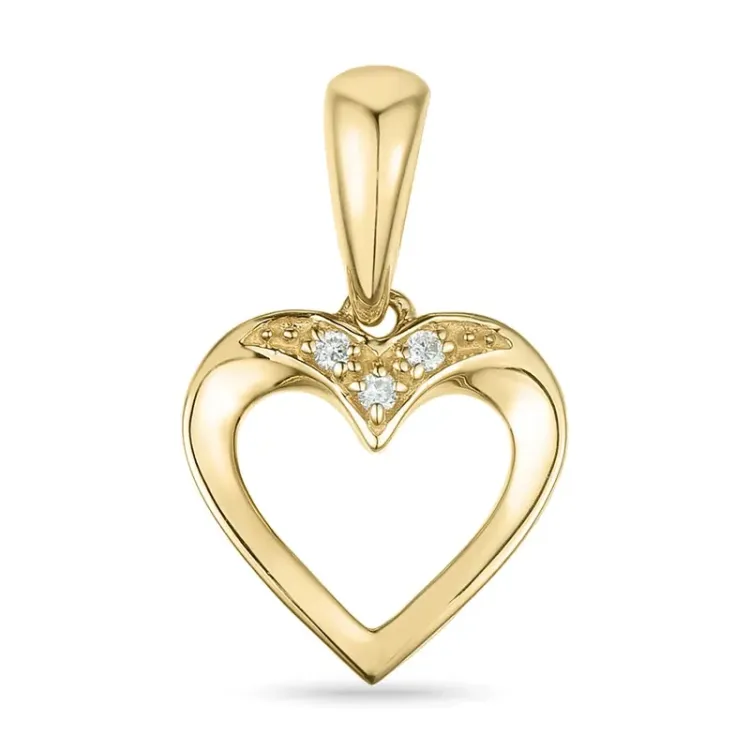 hjerte diamant vedhæng i 9 karat guld 0,02 ct