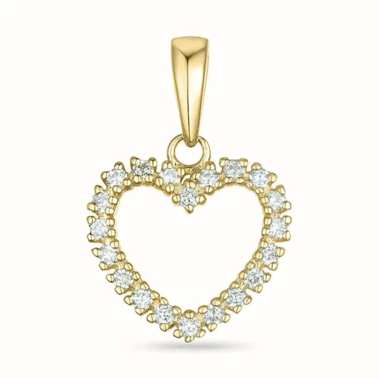 hjerte diamant vedhæng i 9 karat guld 0,16 ct
