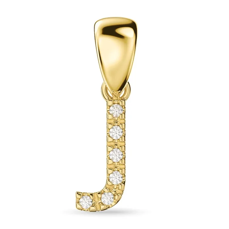 bogstav J diamant vedhæng i 9 karat guld 0,04 ct
