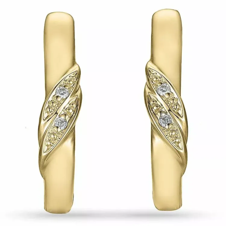 Diamant øreringe i 9 karat guld med diamanter 