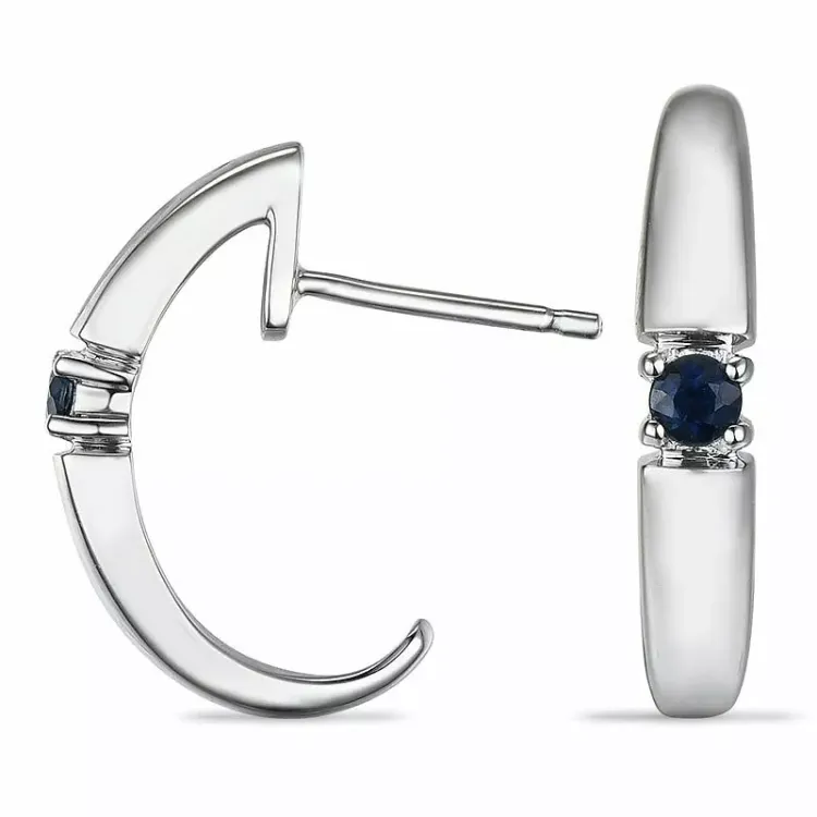 safir halvcreoler i 9 karat hvidguld med safir