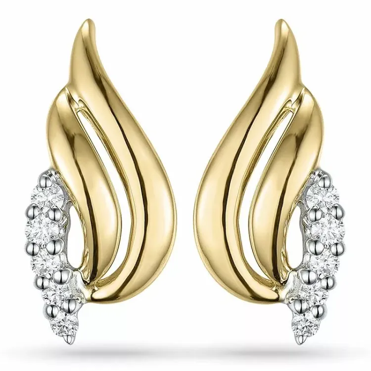 Diamant øreringe i 9 karat guld og hvidguld med diamanter