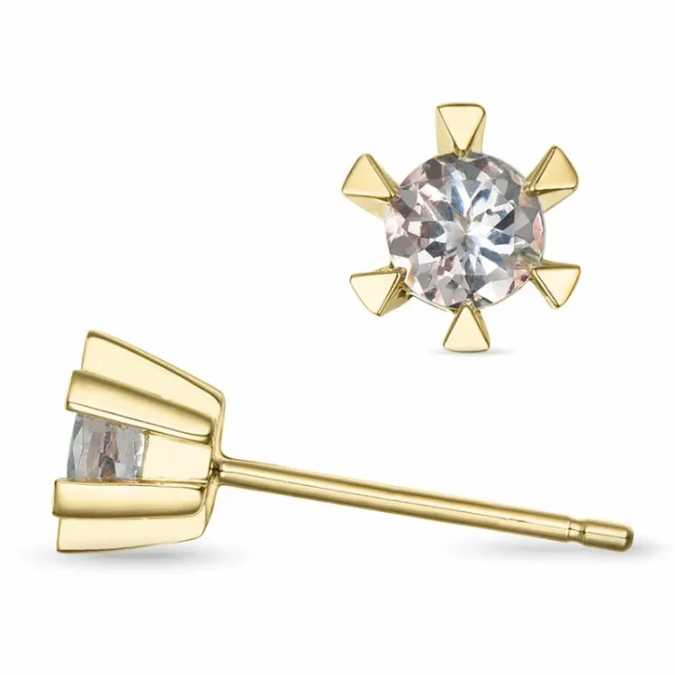 2 x 0,19 ct morganit solitaireørestikker i 9 karat guld med morganit 