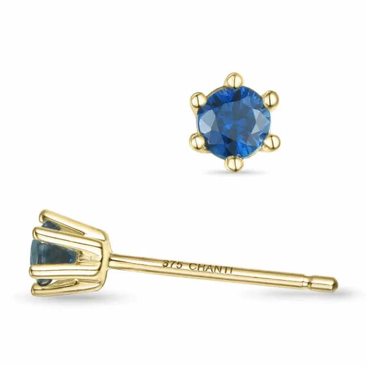 2 x 0,13 ct safir solitaireørestikker i 9 karat guld med safir 