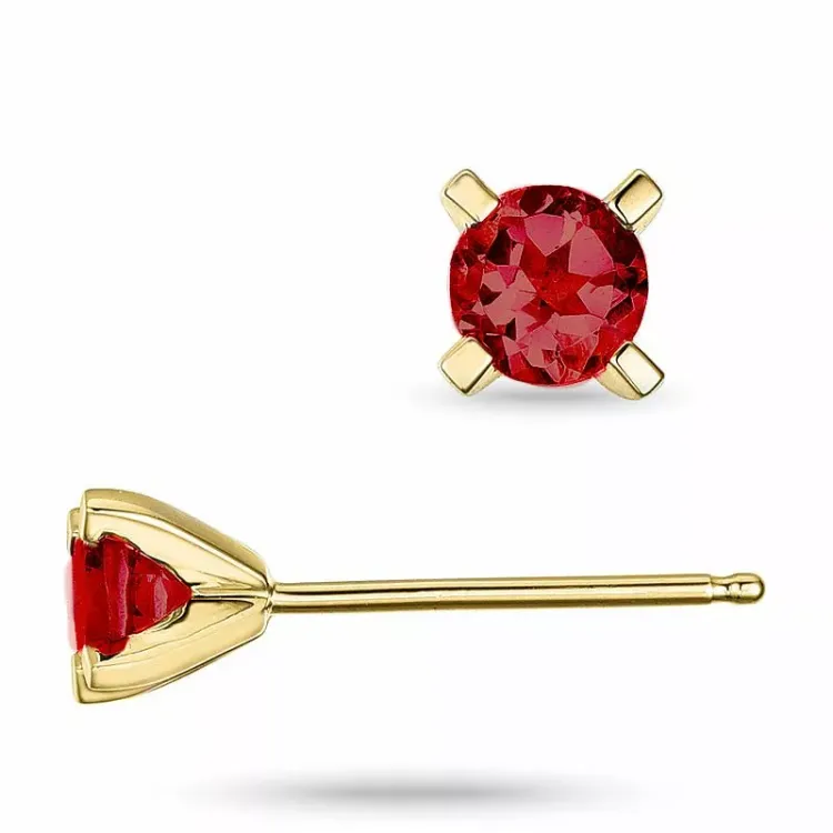 2 x 0,32 ct granat solitaireørestikker i 9 karat guld med granat