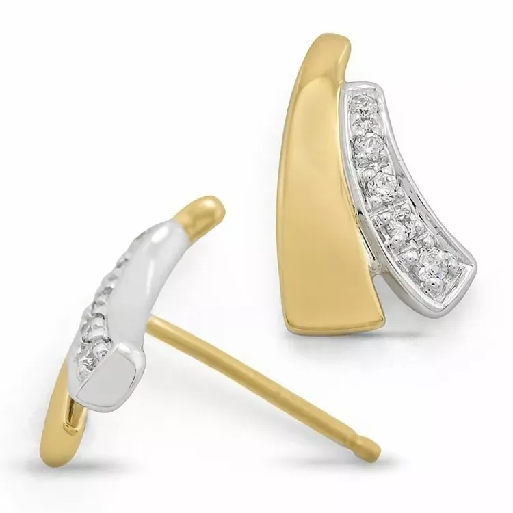 Diamant øreringe i 9 karat guld og hvidguld med diamant