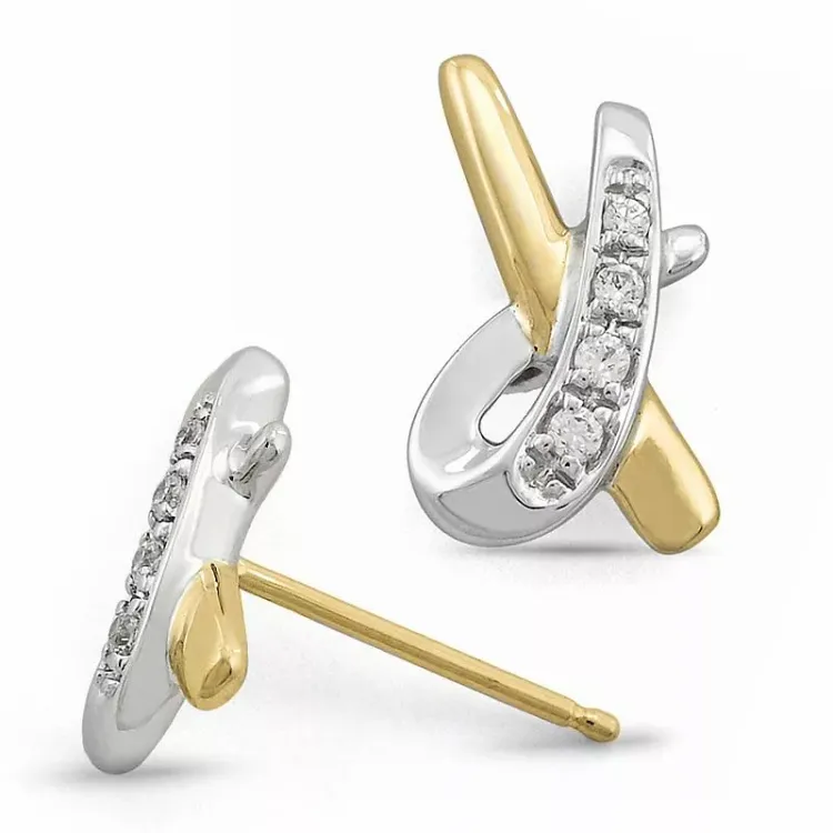 Diamant øreringe i 9 karat guld og hvidguld med diamanter