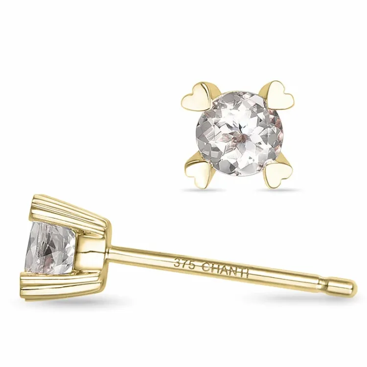2 x 0,19 ct morganit solitaireørestikker i 9 karat guld med morganit 