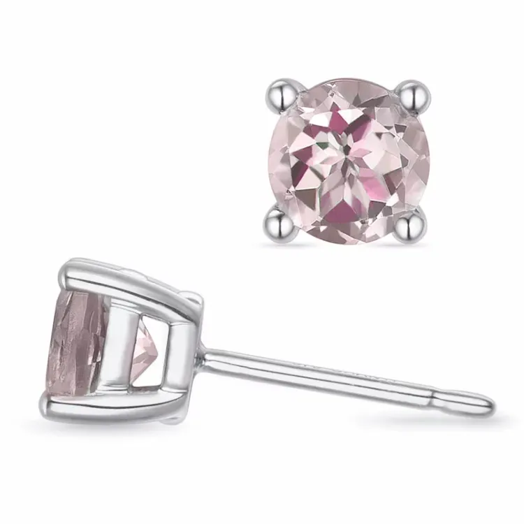 2 x 0,43 ct morganit solitaireørestikker i 9 karat hvidguld med morganit 