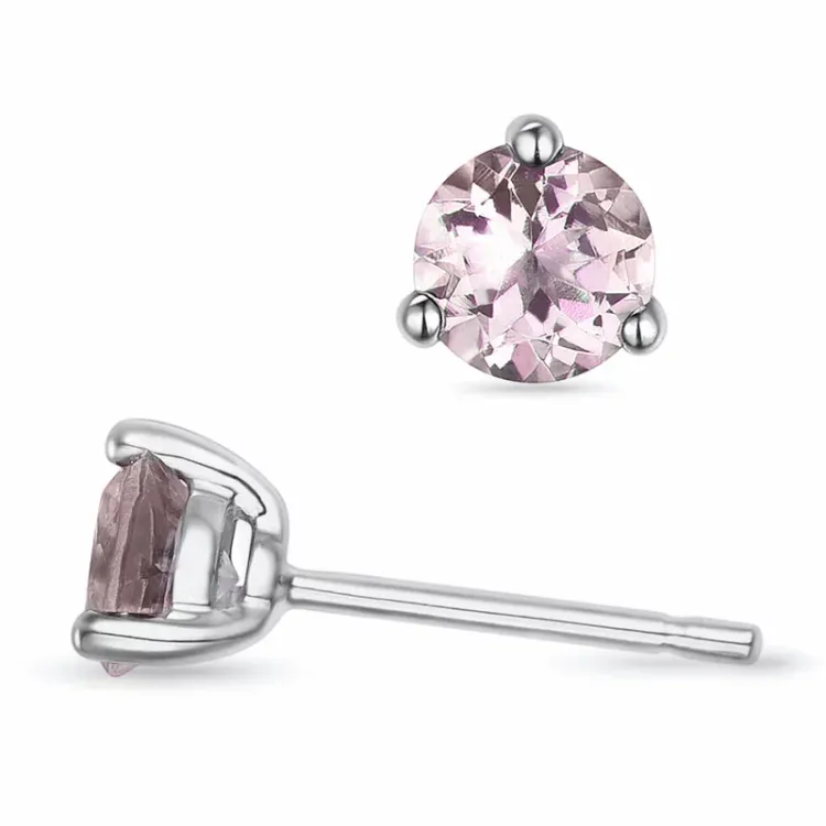 2 x 0,32 ct morganit solitaireørestikker i 9 karat hvidguld med morganit 
