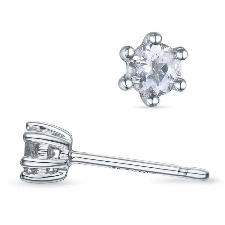 2 x 0,09 ct morganit solitaireørestikker i 9 karat hvidguld med morganit 