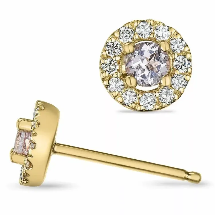 morganit diamantøreringe i 9 karat guld med morganit og diamant 