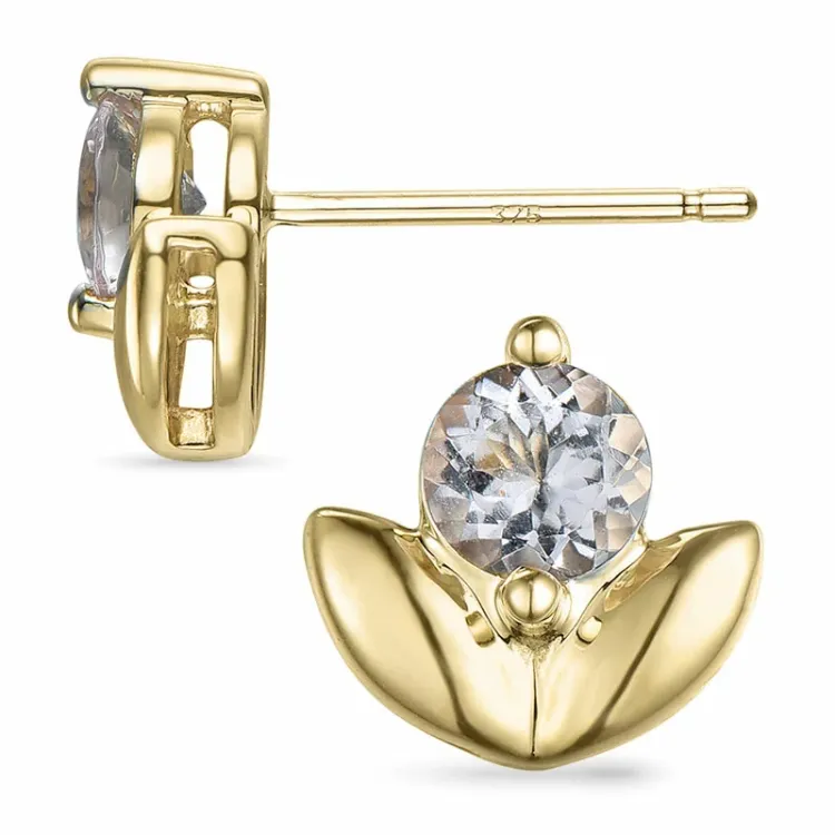 blomster morganit ørestikker i 9 karat guld med morganit 