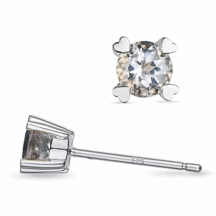 2 x 0,22 ct morganit solitaireørestikker i 9 karat hvidguld med morganit 