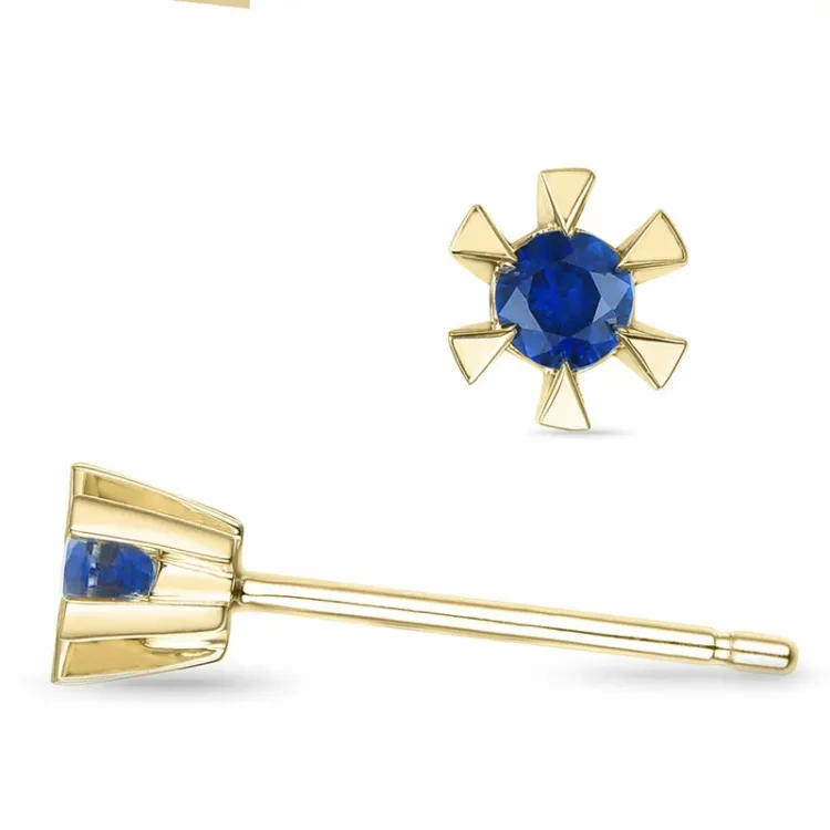 2 x 0,07 ct safir solitaireørestikker i 9 karat guld med safir