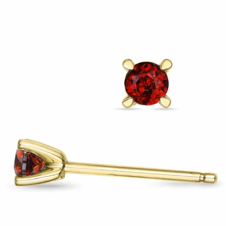 2 x 0,14 ct granat solitaireørestikker i 9 karat guld med granat