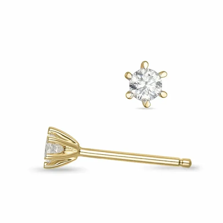 2 x 0,08 ct solitaireørestikker i 9 karat guld med diamant 