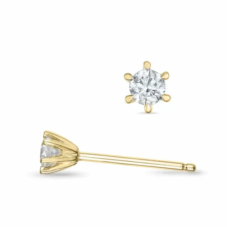 2 x 0,09 ct solitaireørestikker i 9 karat guld med diamant 