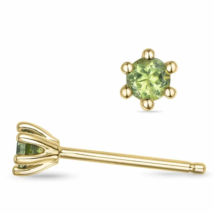 2 x 0,12 ct peridot solitaireørestikker i 9 karat guld med peridot