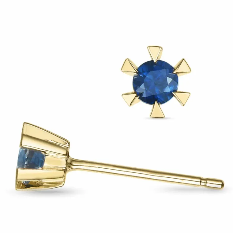 2 x 0,13 ct safir solitaireørestikker i 9 karat guld med safir