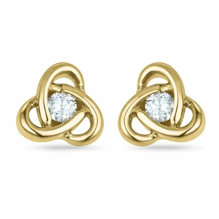 diamant øreringe i 9 karat guld med diamant 