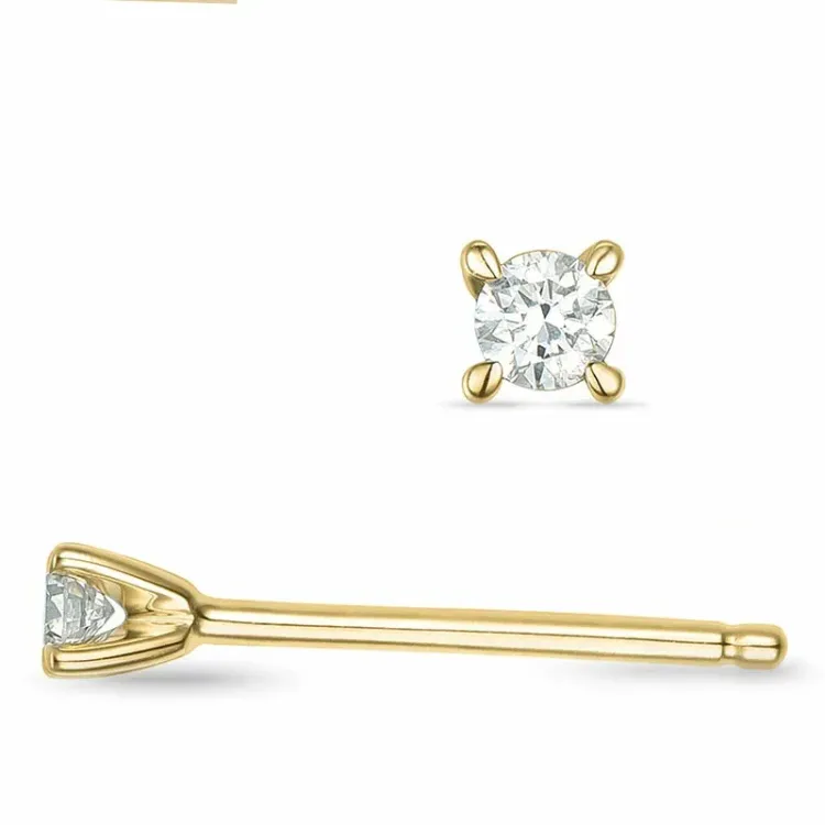 2 x 0,03 ct diamant solitaireørestikker i 9 karat guld med diamant 
