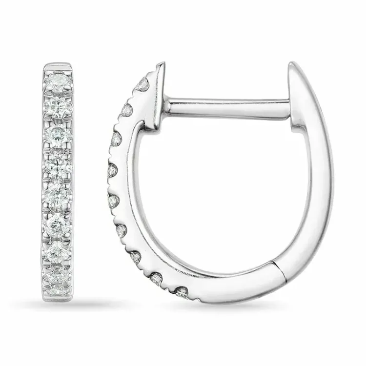 diamant creoler i 9 karat hvidguld med diamant 