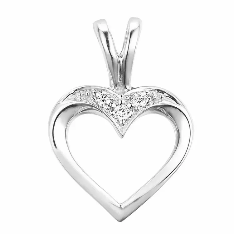 hjerte diamant vedhæng i 9 karat hvidguld 0,02 ct