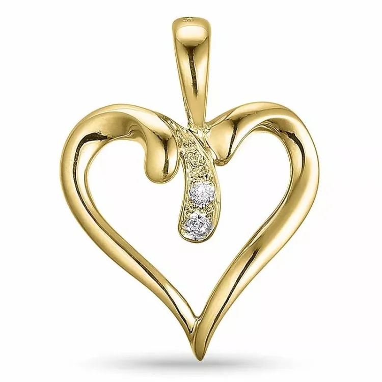 Hjerte vedhæng i 9 karat guld 0,01 ct ct