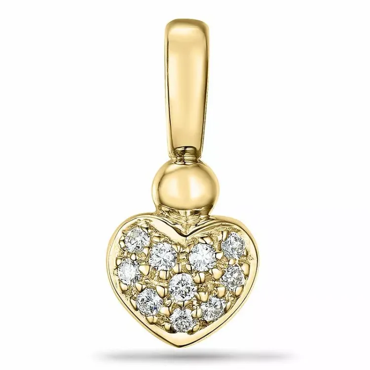 Hjerte diamant vedhæng i 9 karat guld 0,10 ct