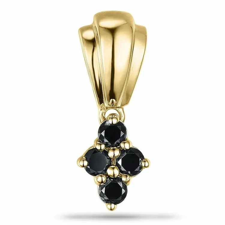 Sort diamant vedhæng i 9 karat guld 0,16 ct