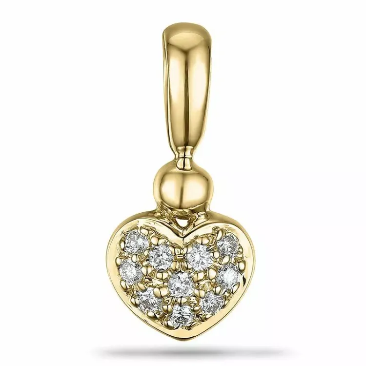 Hjerte diamant vedhæng i 9 karat guld 0,10 ct