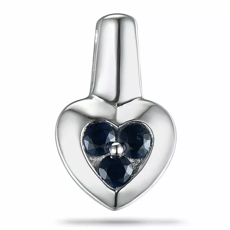 Hjerte safir vedhæng i 9 karat hvidguld 0,24 ct