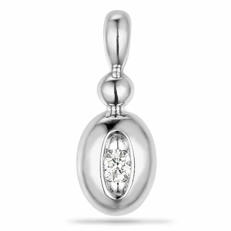 Ovalt diamant vedhæng i 9 karat hvidguld 0,04 ct