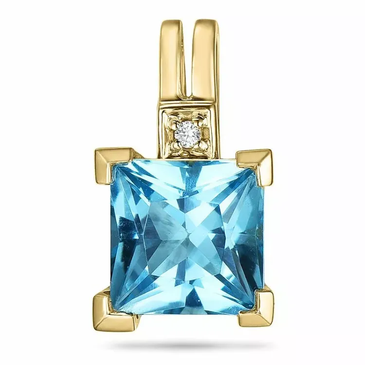 Firkantet topas diamantvedhæng i 9 karat guld 0,008 ct 2,00 ct