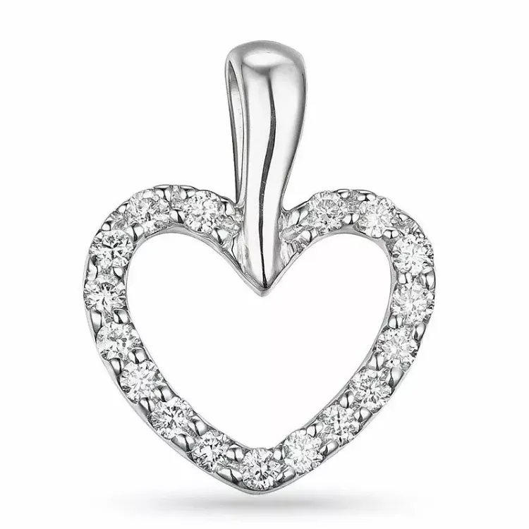 hjerte diamant vedhæng i 9 karat hvidguld 0,22 ct
