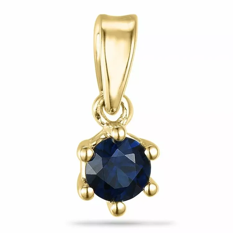 Rundt safir vedhæng i 9 karat guld 0,30 ct