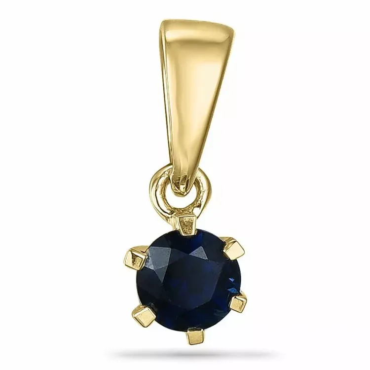 Rundt safir vedhæng i 9 karat guld 0,30 ct
