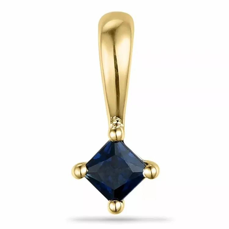 Firkantet safir vedhæng i 9 karat guld 0,18 ct