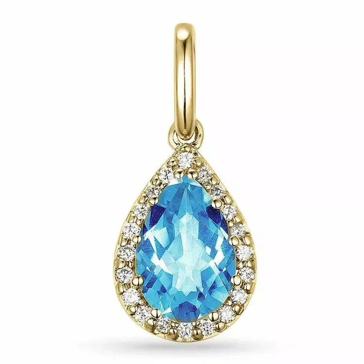 topas diamantvedhæng i 9 karat guld 2,0 ct 0,10 ct