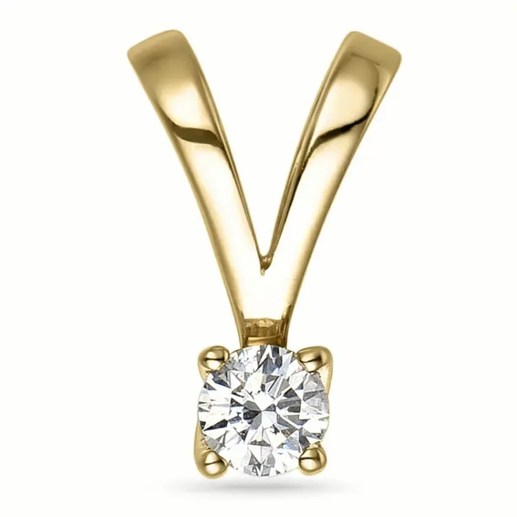 diamant solitairevedhæng i 9 karat guld