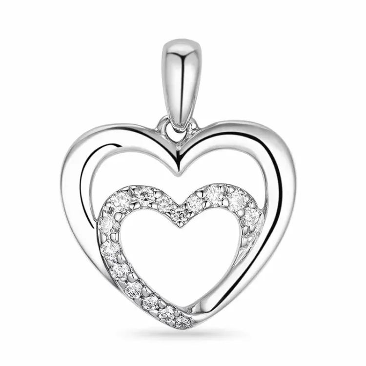 hjerte diamant vedhæng i 9 karat hvidguld 0,12 ct
