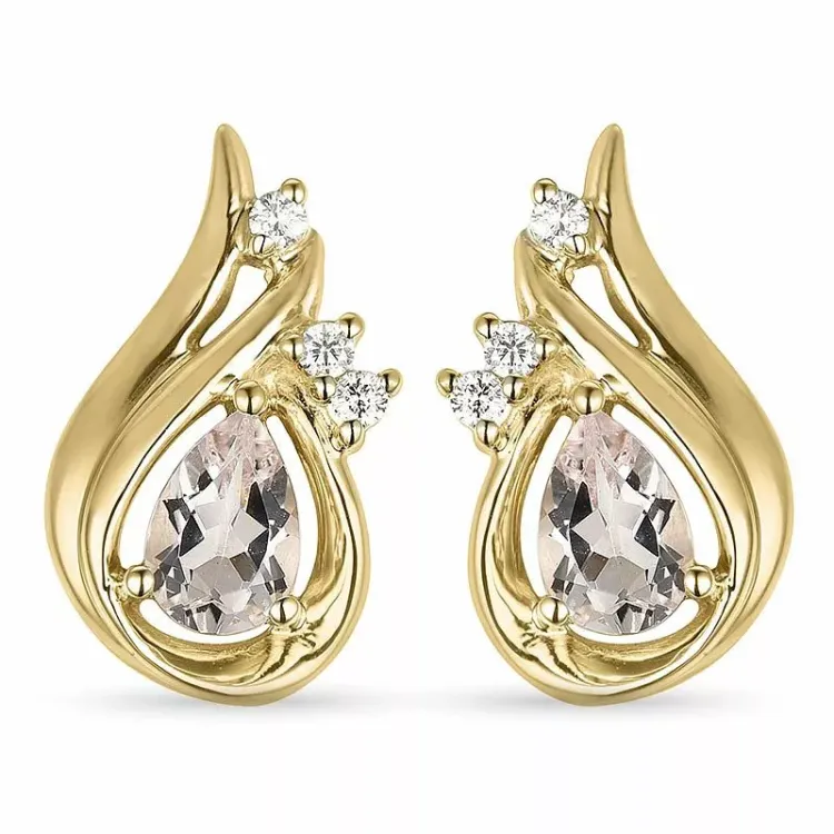 Morganit diamantøreringe i 9 karat guld med diamanter og morganitter