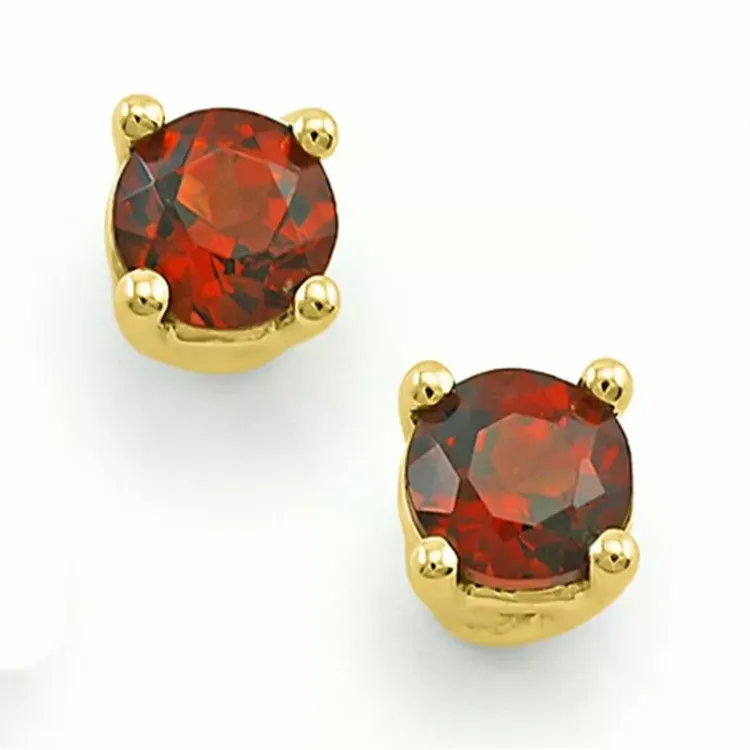 2 x 0,28 ct granat solitaireørestikker i 9 karat guld med granat