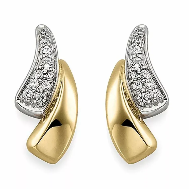 diamantøreringe i 9 karat guld og hvidguld med diamant