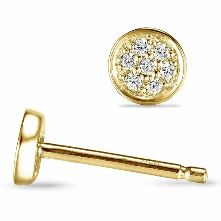 runde diamantøreringe i 9 karat guld med diamant