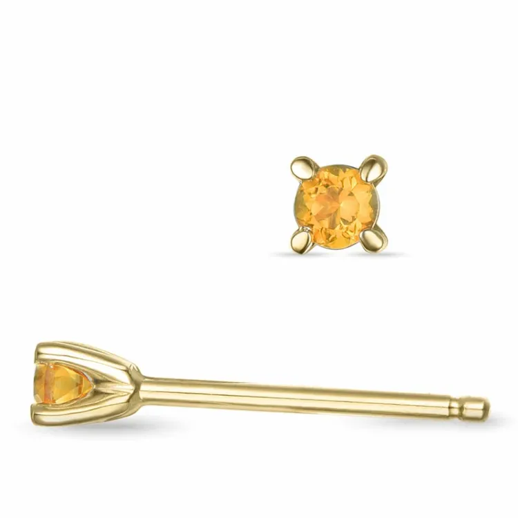 2 x 0,05 ct citrin solitaireørestikker i 9 karat guld med citrin 