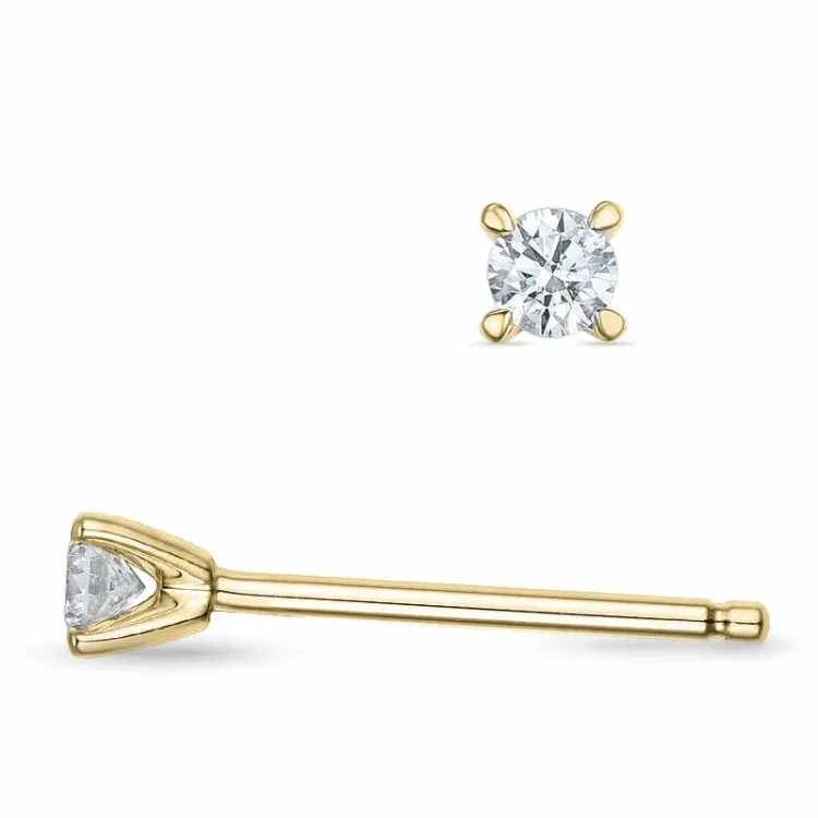 2 x 0,06 ct solitaireørestikker i 9 karat guld med diamant 