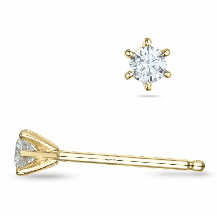 2 x 0,07 ct diamant solitaireørestikker i 9 karat guld med diamant 